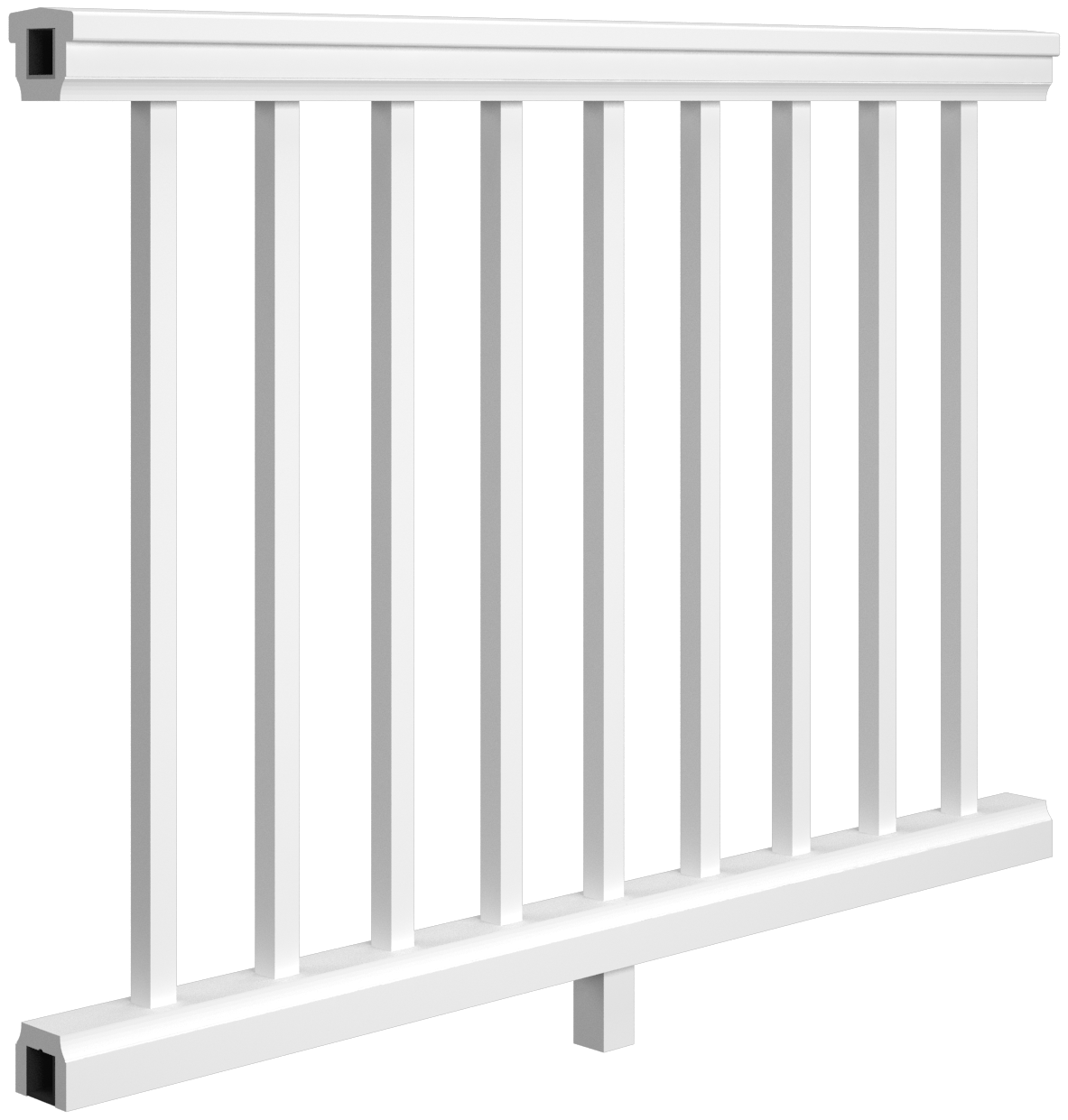 Plain White PVC Railing - Square 1" White Baluster